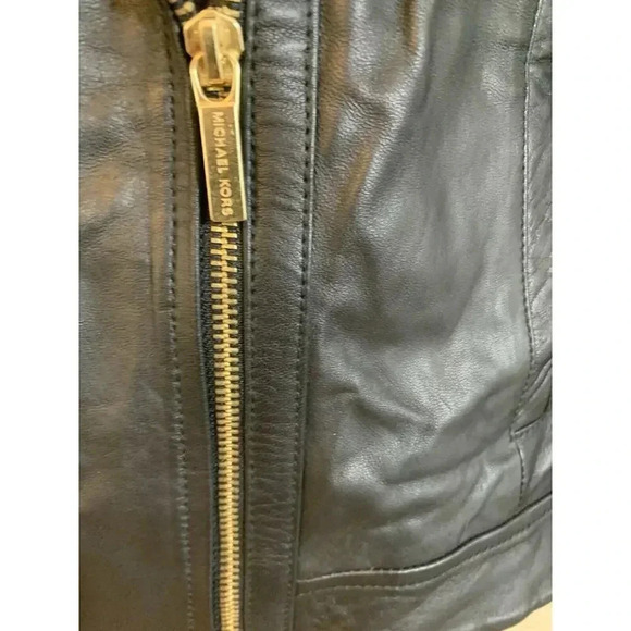Michael Kors Real Leather Moto Jacket Asymmetrical Zip Black NWT $250 - 1X AS IS - Picture 8 of 16